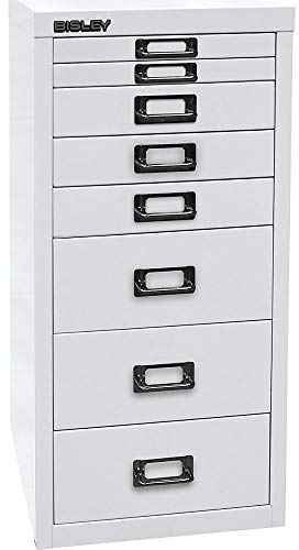 BISLEY MultiDrawer, 29er Serie, DIN A4, 8 Schubladen, Metall, 696 Verkehrsweiß, 38 x 27.9 x 59 cm