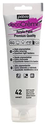 Pébéo Peinture Acrylique Texture Crème pour la Décoration - Finition Mate - 120 ML - Glacier