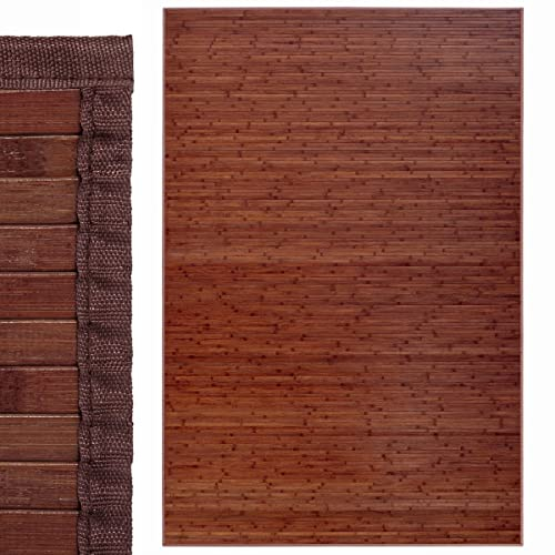 LOLAhome Alfombra de bambú Marrón de 200x300 cm, Antideslizante, Anti Manchas, Resistente a la Humedad, para Salón, Dormitorio, Cocina, Baño, Pasillo, Garaje