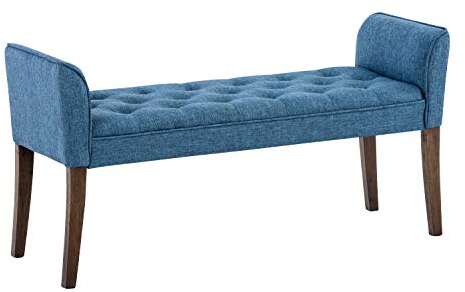 CLP Chaiselongue Cleopatra I Stoff-Bezug I Polsterbank, Farbe:blau, Gestell Farbe:antik-dunkel