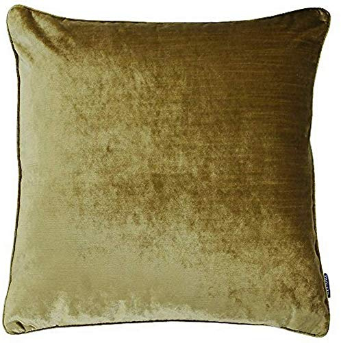 Riva Paoletti Luxe Velvet Feather Filled Cushion - Gold - Soft Velvet Feel Fabric - Reversible - Hidden Zip Closure - Machine Washable - 100% Polyester Case - 55 x 55cm (22 x 22 inches)