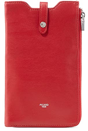 Picard Handytasche und Portemonnaie Bingo Rindsleder Rot, 10x2x18cm, mit Druckknopf und Reißverschluss, 9446342087
