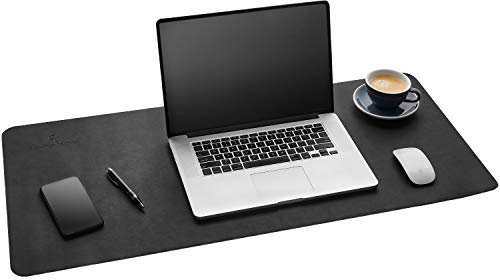 Gallaway Schreibtischunterlage Leder – 91,5x43 cm Große Schreibtisch Unterlegmatte – Unterlage Schreibtisch – Tischunterlage Schreibtisch (Schwarz)