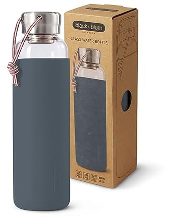 BLACK + BLUM - Filtre à Eau à Charbon - Tradition Japonaise - Durée de Vie 6 Mois - Matériaux Naturels - Verre, Acier Inoxydable, Nylon, Polypropylène, Silicone - Couleur Ardoise - 600ml