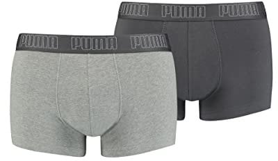 PUMA Herren Basic Trunk Boxershort 2er Pack Dark Grey Melange/Black (008) Größe:M