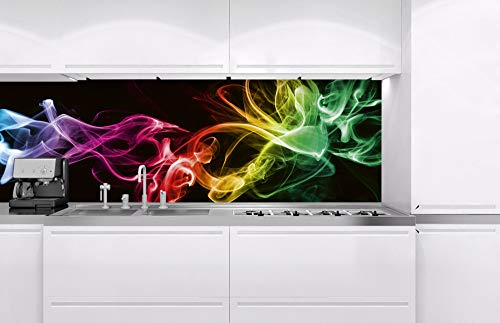 Dimex Küchenrückwand Verbundplatte SCHWARZER Rauch 180 x 60 cm | Spritzschutz Küche für Herd Spüle | Premium Qualität, Acrylglas - Plexiglas, Stärke 5 mm - Made in EU | Inklusive Kleber