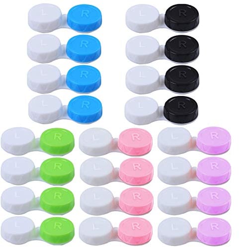 Jinlaili 20PCS Kontaktlinsenbehälter, Schutzhülle zu Kontaktlinsen und integriertem Spiegel, Kontaktlinsen, Brillenetui Tragbar, Reise Kontaktlinsen Set für Zuhause und Reisen - Blau, Rosa, Schwarz