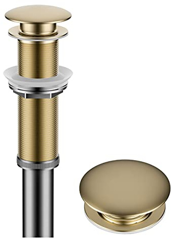 KRAUS Bathroom Sink Pop-Up Drain Assembly in Brushed Gold for Vessel Sinks and Sinks without Overflow, with Extended Thread for Thicker Countertops, PU-L10BG