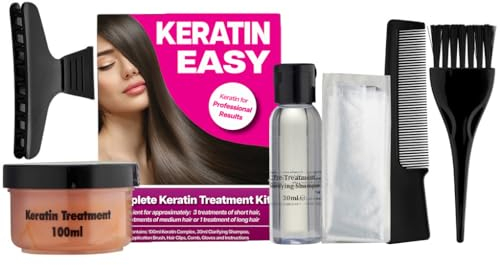 Keratin Easy - Keratinbehandlung für zu Hause in Salonqualität. Brasilianisches Ausblasen, Föhnen, glattes Haar. Enthält alles, was Sie brauchen
