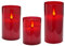 Klocke Dekorationsbedarf Wunderschöne LED Kerzen im Glas - 3er Set - Timer - Hochwertig & Realistisch - Kerzenset (Rot)