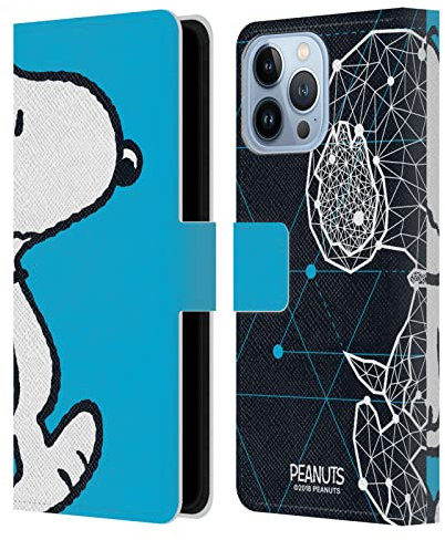 Head Case Designs Offizielle Zugelassen Peanuts Snoopy Geometrisch Halbzeiten Und Gelächter Leder Brieftaschen Handyhülle Hülle Huelle kompatibel mit Apple iPhone 13 Pro Max