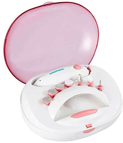Bakaji Set Fresa Lima Elettrica a Batteria per Manicure e Pedicure 2 Velocità con Asciuga Smalto Unghie Elettrico e 9 Accessori Testine Lime Mani e Piedi Alimentazione a Batteria Ricaricabile