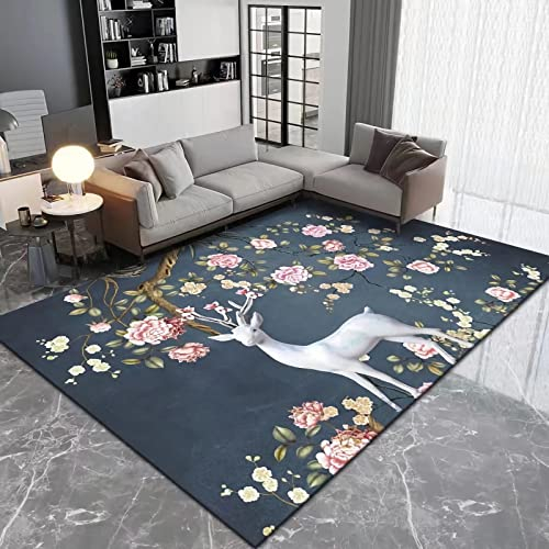 Teppich Flur deko teppichrutschstopp Rosa gelb schönes Blumenmuster Design Doodle elch Dekoration mädchen Teppich kinderzimmer 120x200cm