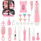 Baby Healthcare and Grooming Kit, 26 in 1 Portable Baby Safety Care Set with Hair Brush Comb Nasal Aspirator Electric Nail Trimmer Set Baby Essentials kit for Newborn Boys Girls (Pink)