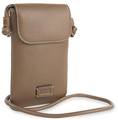 Lois - Bolso Móvil Mujer Bandolera de Piel PU, Nylon. Bolso Para Móvil Mujer Para Colgar. Mini Bolso Móvil Mujer. Bolso Bandolera Mujer Pequeño de Marca, Taupe