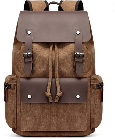 DORRISO Herren Laptop Rucksack Jungen Schulrucksack Teenager Daypacks Reise Laptop Rucksack für 15.6 Zoll Laptop Business Casual Herren Bergsteigen Canvas Rucksack Braun