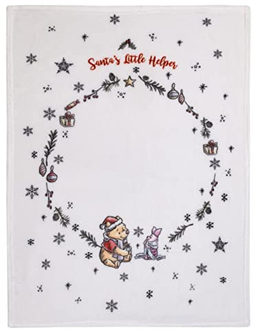 Disney Winnie Puuh und Ferkel, weiß, rot und grün, Weihnachtskranz, Santa's Little Helper, Fotoop, superweiche Babydecke