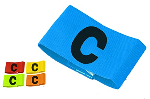 TROTH Captain's Armbands – Erwachsene & Jugendliche Elastisches Sportarmband – Verstellbare Kapitänsarmbänder für Fußball, Fußball, Hockey, Rugby usw. (Blau, Junior)