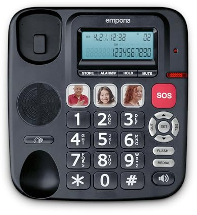 Emporia KFT20 Corded Big-Button - Black/Silver (Official UK and Ireland Version)