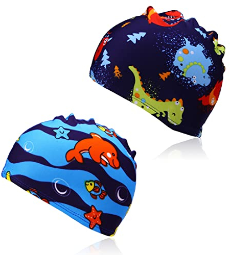 SCJJZ cuffie piscina,cuffia piscina bambino,cuffia piscina bambina,Confezione da 2 cuffie da nuoto per bambini Cuffia da nuoto elasticizzata per ragazze da 1 a 8 anni