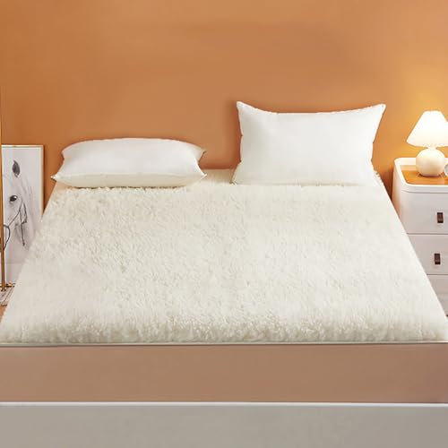 FAANAS King Size Wolle Matratze Topper, 100% australische Wolle Matratze Pad, Ultra Soft Foldable Matratze Protector All Season Breathable Matratze Fall, Twin