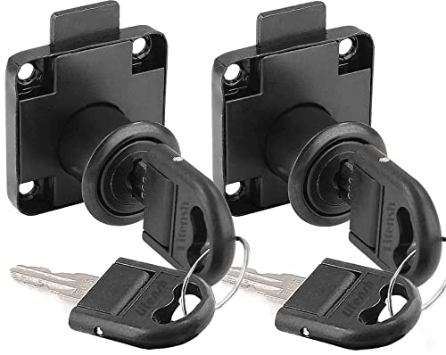 Litensh 2PCS Nockenschloss mit Schlüssel gleich, Sicherheit Schrankschloss Schrankschloss Schubladenschloss Möbelschloß Möbelschloss Aufschraubschloss Schwarz für Möbel Schrank Briefkasten Schublade