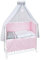 Baby Delux Beistellbett Babybett Stubenwagen weiß 90x40 mobil mit Rädern inkl. Matratze und Bettwäsche Set mehrteilig (Magic Stars rosa)