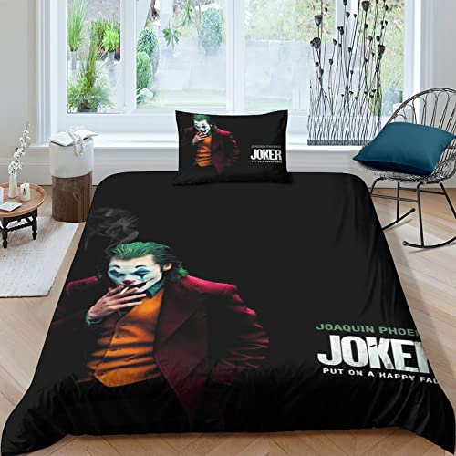 FGAITH Bettwäsche 3D Joker Bettbezug Set Mit Verdecktem Reißverschluss Und Kissenbezug, Mikrofaser Kreative Steppdeckenbezug Set Für Erwachsene Kinder Single(135x200cm)