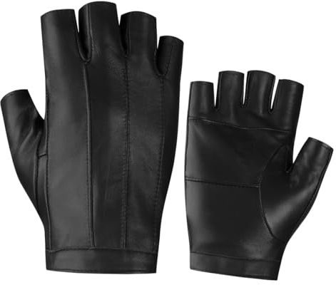 Harssidanzar Fingerlose Fahrhandschuhe Outdoor Sport Half Finger Handschuhe für Damen KL028EU,Schwarz, Größe L