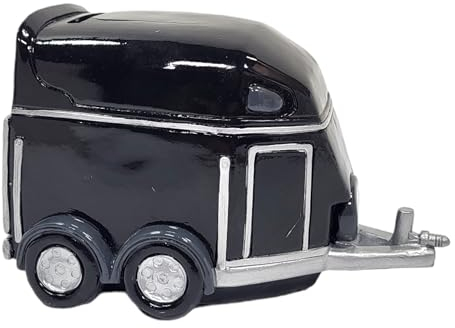 BUSDUGA 4413 Sparkasse Pferdeanhänger, 14,5x9x9cm, Spardose für Pferdefreunde Sparbüchse