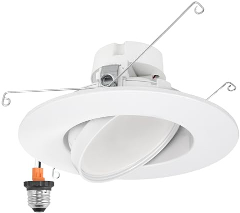 Maxxima 5 in. and 6 in. Rotatable LED Retrofit Downlight Gimbal, 1100 Lumens, 11 Watts, 5 CCT 2700K/3000K/3500K/4000K/5000K, Dimmable, Plastic White Trim