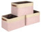 Syeeiex Fabric Storage Basket [3-Pack], Large Baskets with Leather Handles, Storage Boxes for Shelves, Foldable Baskets for Organizing Toys, Clothes, Office (Pink)