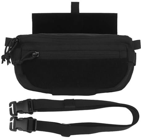 KLYso Tactical Hanger Pouch Compact Abdominal Dangler Pack Quick Release Shoulder Bag Integrates Military Vest Plate Carrier Airsoft (Color : BK)