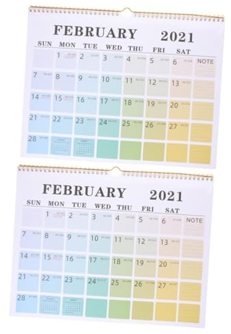 STOBOK 2 Stk Englischer Wandkalender 2021 Löschbarer Kalender 2121 Wandkalender Monatsplaner 2021 2121 Wandplanungskalender 2021 Jahreskalender Neujahr Büro Tischset Papier Schreibtisch