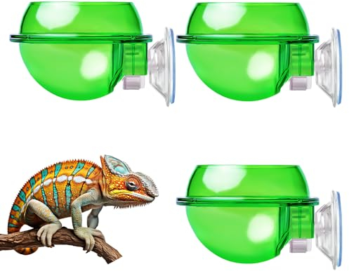 MEISH 3-Piece Reptile Feeder Set - Suction Cup Anti-Escape Bowls for Lizard, Chameleon & Gecko