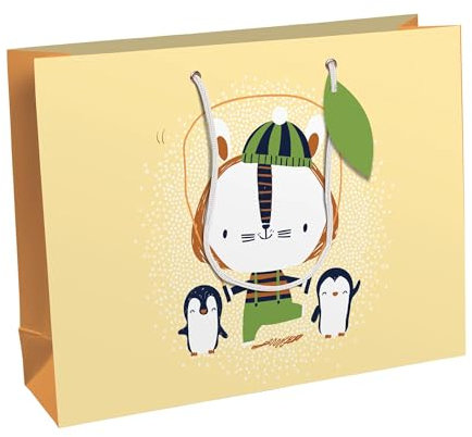 Eurowrap 33853-6C - Un lot de 6 Sacs Cadeaux Excellia- Format Shopping - 37,3x11,8x27,5 cm - 210g - Motif : Animaux mignons - Idéal pour : Jeux De Société, Puzzles