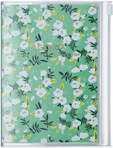 MARK'S 2024/2025 Taschenkalender A6 vertikal, Flower Pattern // Green