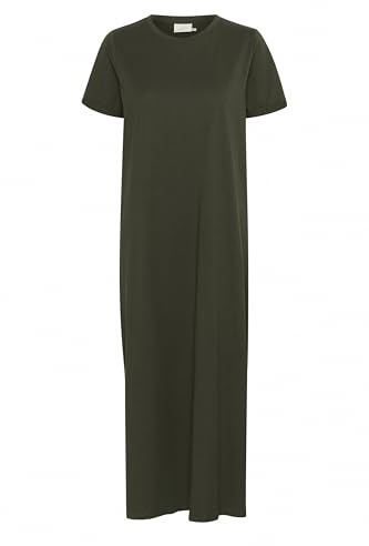 KAFFE Kleid KAcelina Damen Kleid Rundhals Maxi Kurzarm Casual Basic Freizeitkleider L, Forest Night