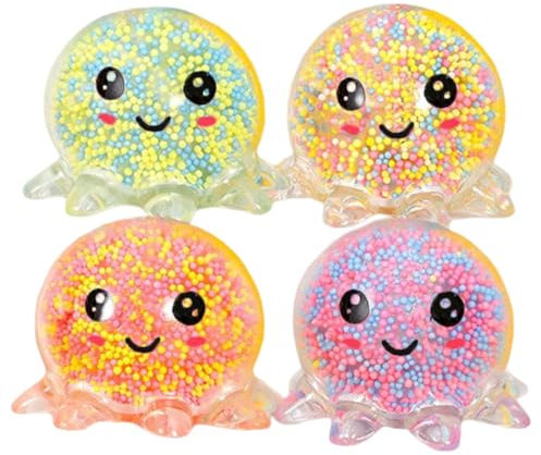 4 Stück Stressabbau, Leuchtendes Krakenspielzeug, Zappelspielzeug, Dehnbares Krakenspielzeug, Dehnbares Krakenspielzeug, Blase, Kraken-Stressball Für Kinder Und Erwachsene (zufällige Farbe)