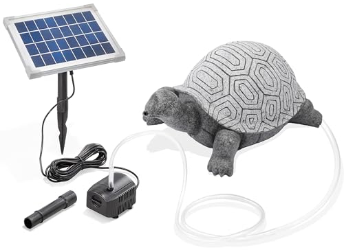 esotec 101667 Kit gargouille solaire avec tortue, pompe solaire, figurine d'étang et statue de jardin, pompe submersible, fontaine de jardin, fontaine extérieure, abreuvoir pour oiseaux, hauteur 17 cm