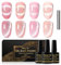 Shining She 4 Colori Smalto Semipermanente Magnetico Unghie,Rosa Chiaro Glitter Cat Eye Smalti Semipermanenti per Unghie con Magnete,Soak-Off UV/LED per Nail Art Salone, 8ML