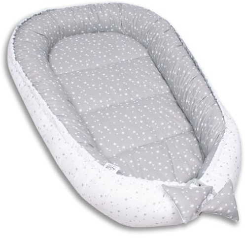 PaLulli Kuschelnest 2-seitig Babynest Babynestchen Baby Nest Nestchen Reisebett Wickelauflage Kuschelbett, Kokon Kokon für Babybett - Babys und Säuglinge, 100% Baumwolle Oeko TEX (Galaxy)