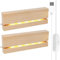 LED Sockel Set - 2 Stück Holz Beleuchtete USB-Lichtsockel, Rechteckig Display Ständer, Desktop Leuchten Basis für LED Lichter