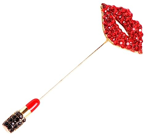 MOBUTOFU Lippenstift Brosche Strass Anstecknadel Aus Legierung Roter Lippen Pin Für Damen Kleidung Schal Rucksack Dekoration