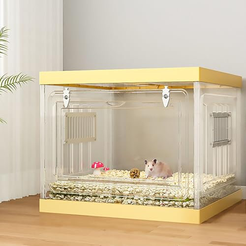Panorama-Hamsterkäfige, Hamsterhaus, Chinchillahäuser, mit Nach Vorne zu Öffnender Tür, für Eichhörnchen/Eidechse/Schildkröte/Rutinhuhn(45x45x37cm)