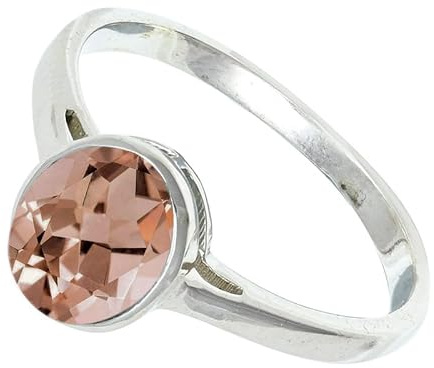 JEWELFORCE 925 Sterling Silber Morganit Lab Grown Edelstein Ring Herren Damen Steinbandring Alle Größen Ring Handgefertigter Schmuck JSR-1156BC_65 (20.7)