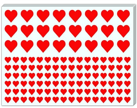 3000 Stück, 12mm & 25mm - Herz Aufkleber Rot, Sticker Herzen - 2 Größen
