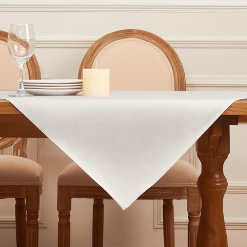 Softalker Tischdecke 100x100 cm quadratisch Abwaschbare Tischdecken Jacquard Geometrischem Tischtuch beige Table Cloth Deko für Outdoor Geburtstag Gartentisch Wohnzimmertisch Couchtisch