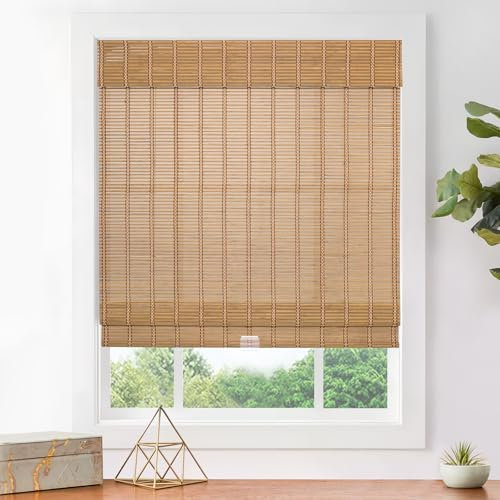 HIAPES Cordless Roman Shades for Windows, Bamboo Blinds, Light Filtering, Custom Size, Easy to Install, Bamboo Shades for Indoor and Outdoor