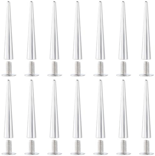 GORGECRAFT 30 Set 55mm Lange Silberne Spikes Und Nieten Metallkegel Ledernieten Punkrock Kugel Aufschraubbare Kegelnieten Schraubverschluss Lederhandwerk Baumnieten Beschläge Für Heimwerker Basteln